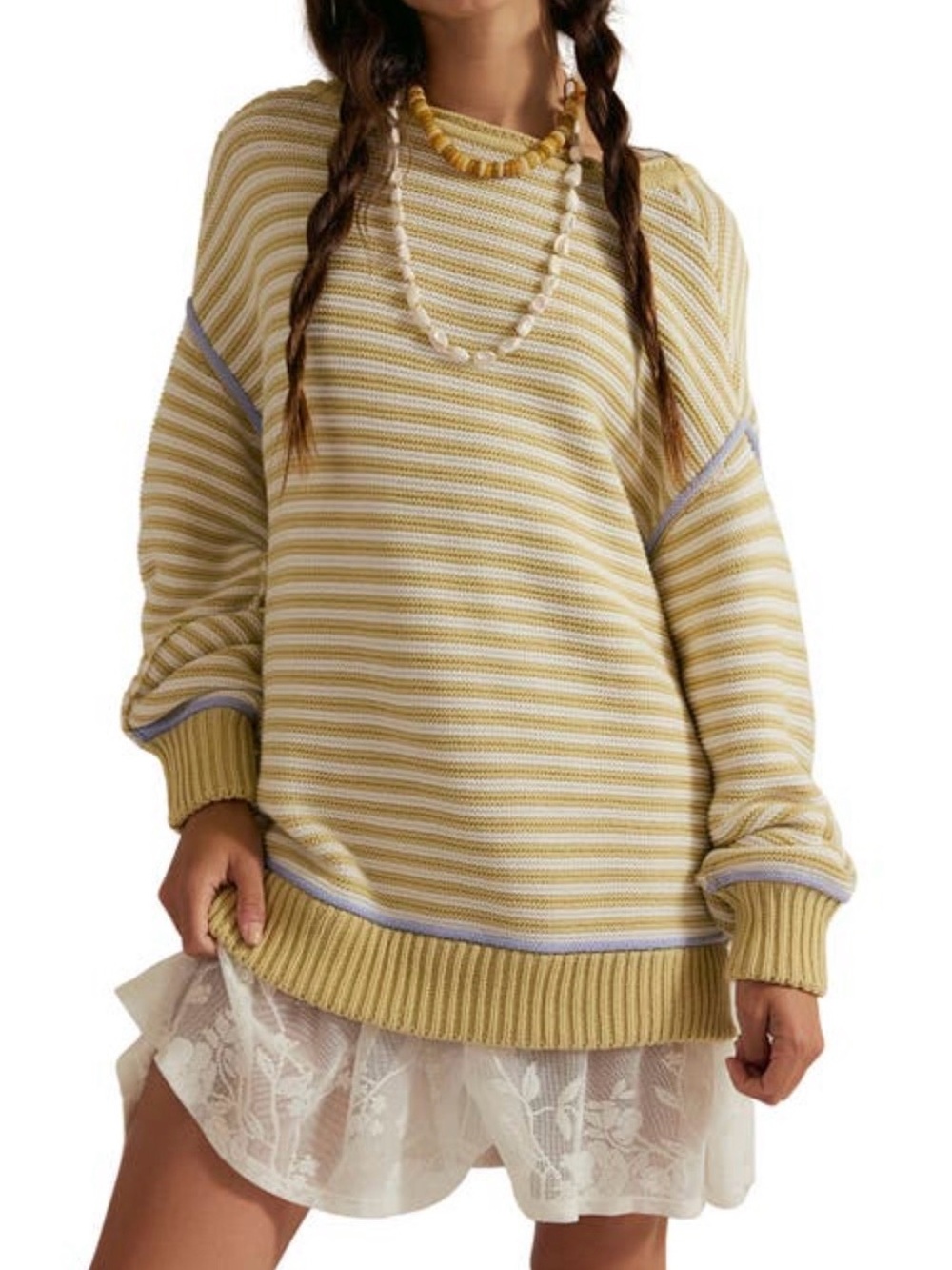 NWT We The Free by FP Into The Blue Oversized Striped Sweater